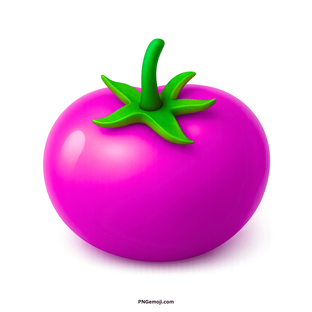 Purple tomato emoji digital icon, unique vegetable fruit symbol for chat and messaging