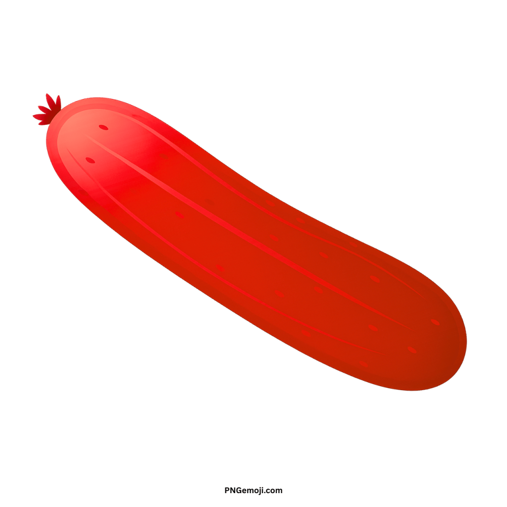  Red cucumber emoji clipart, vibrant cartoon illustration of a unique vegetable.