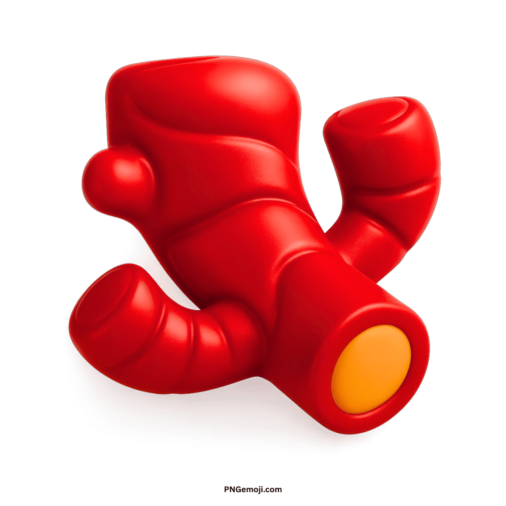 3D rendered glossy red ginger root emoji with a smooth, stylized texture and orange tip.