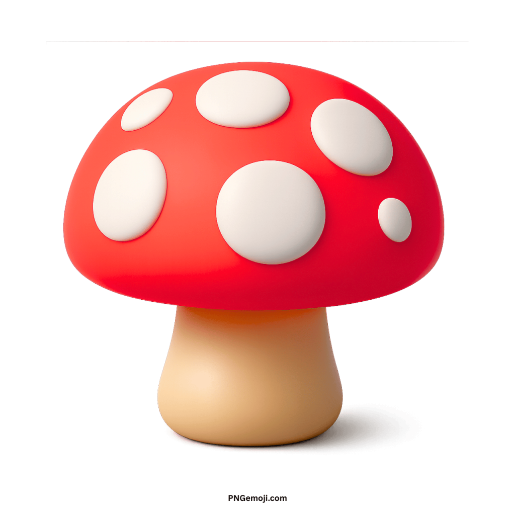 Red mushroom emoji with white spots modern 3D keyboard icon for messages and social media