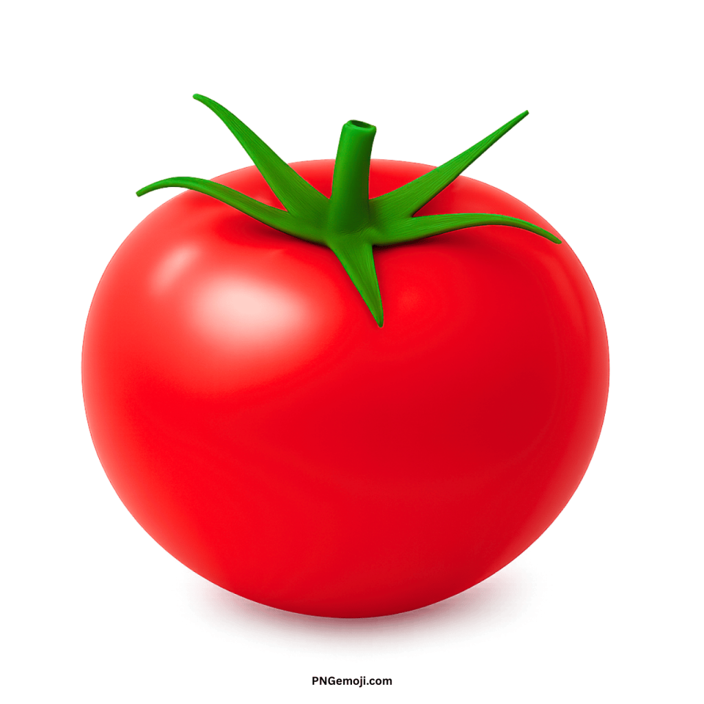 Alt Text: A single, perfect red tomato with a green stem against a solid black background.