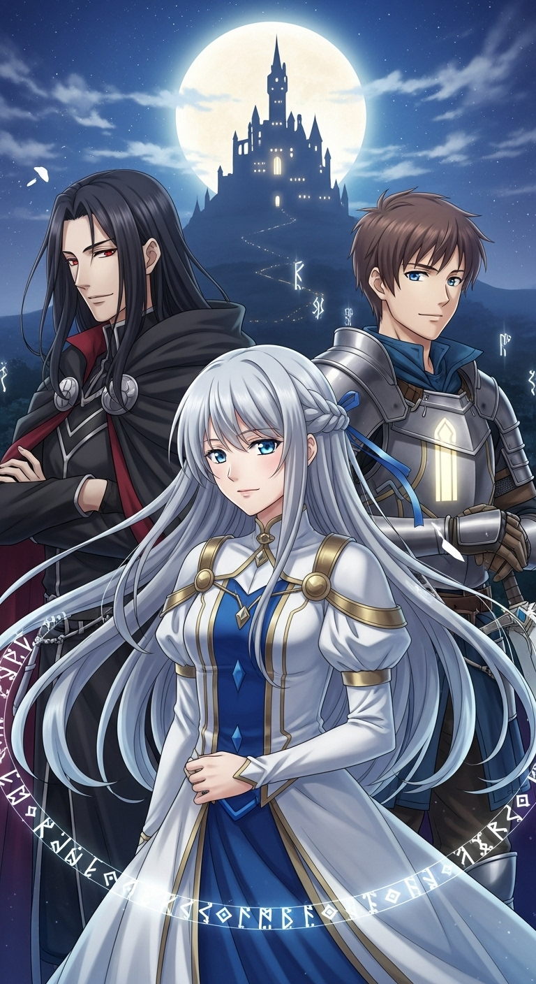 Tears to Tiara anime wallpaper with warrior, mage, knight and castle under full moon