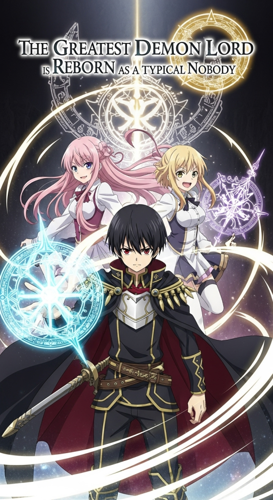 The Greatest Demon Lord Is Reborn as a Typical Nobody anime poster with main characters