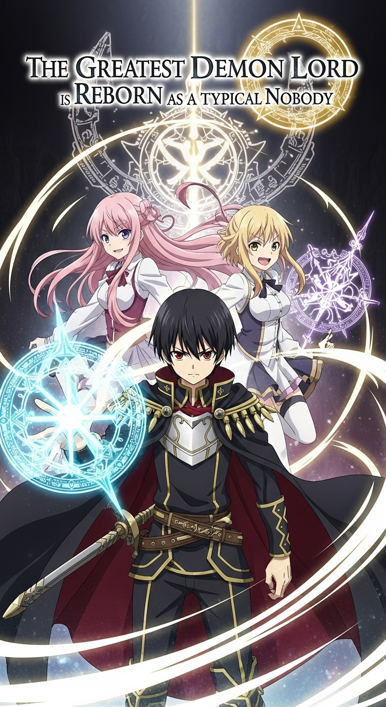 The Greatest Demon Lord Is Reborn as a Typical Nobody anime poster with main characters