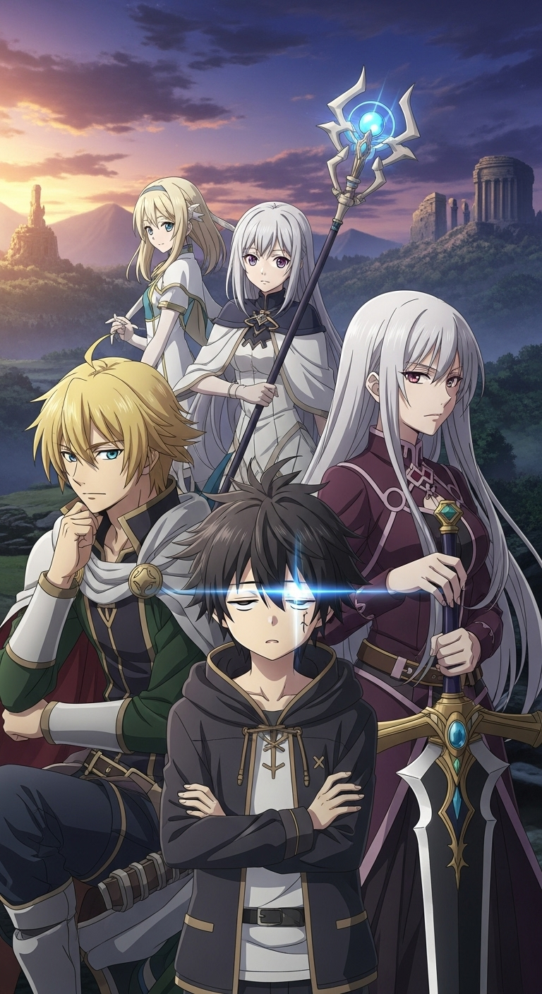 The Legend of the Legendary Heroes anime wallpaper featuring main fantasy characters in HD