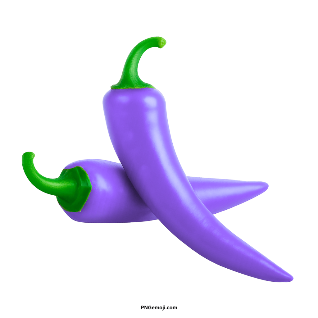 Violet chili pepper PNG isolated, unique spicy vegetable emoji icon for creative digital designs
