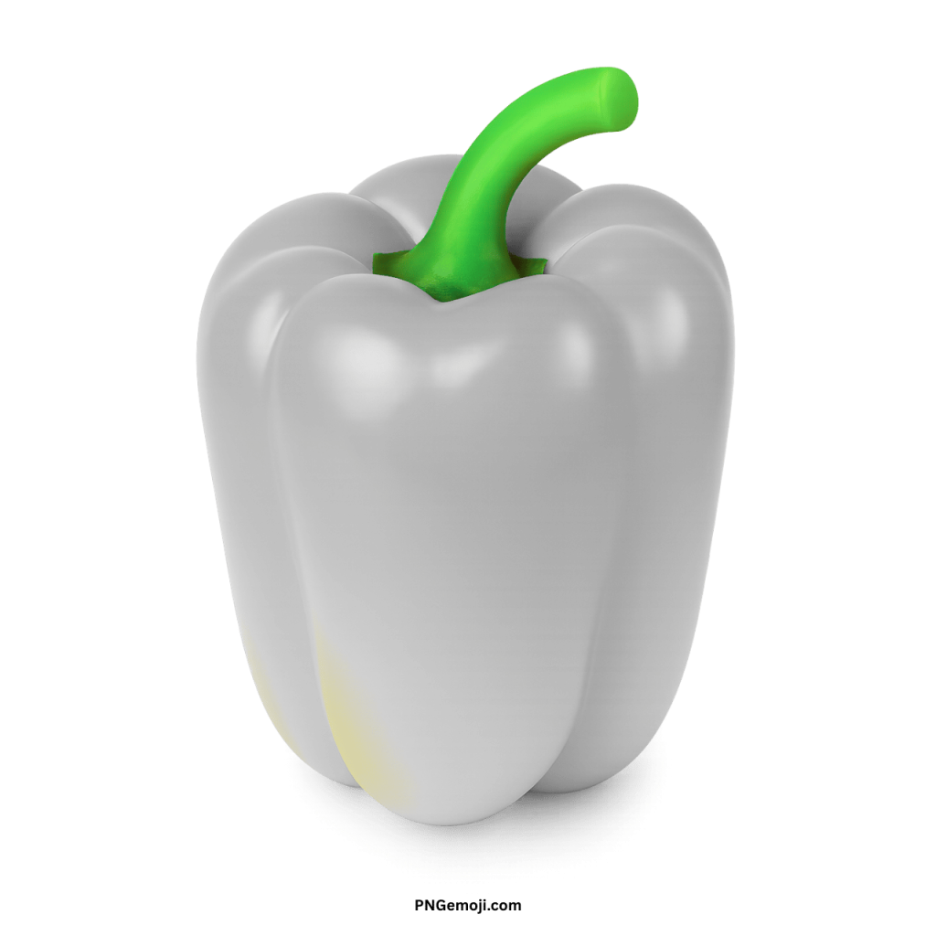 White bell pepper emoji in 3D design with green stem vegetable PNG illustration