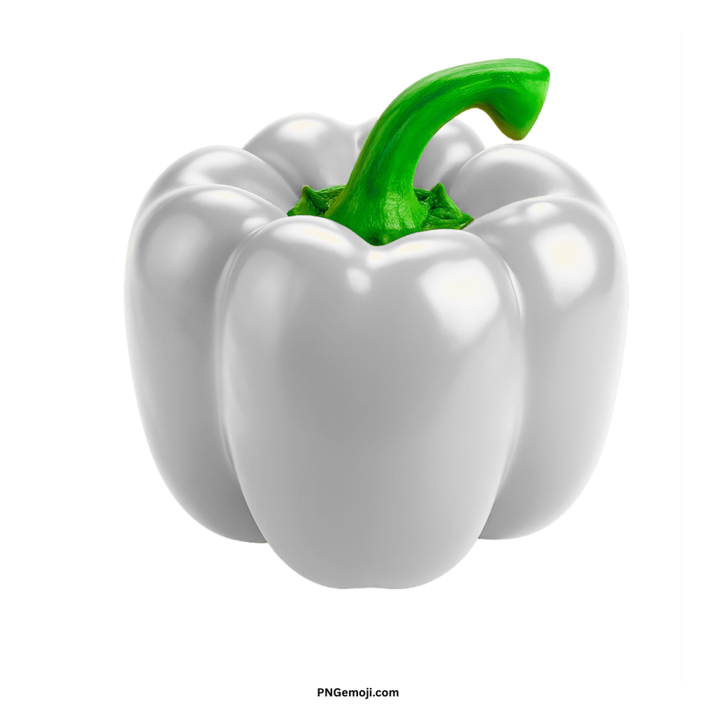 White bell pepper PNG with green stem isolated on transparent background for food and design use