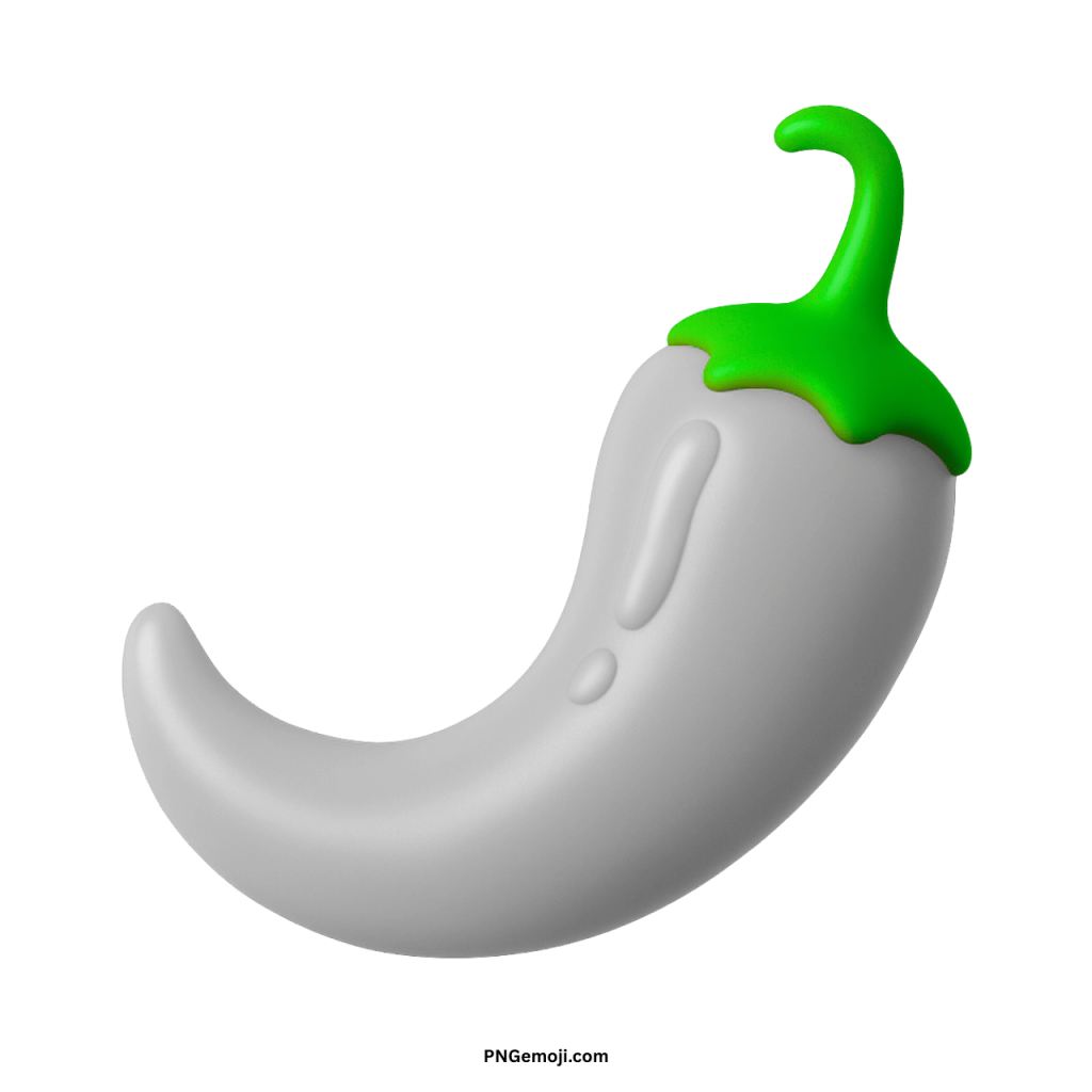 White hot pepper emoji icon with green stem representing chili spice vegetable symbol