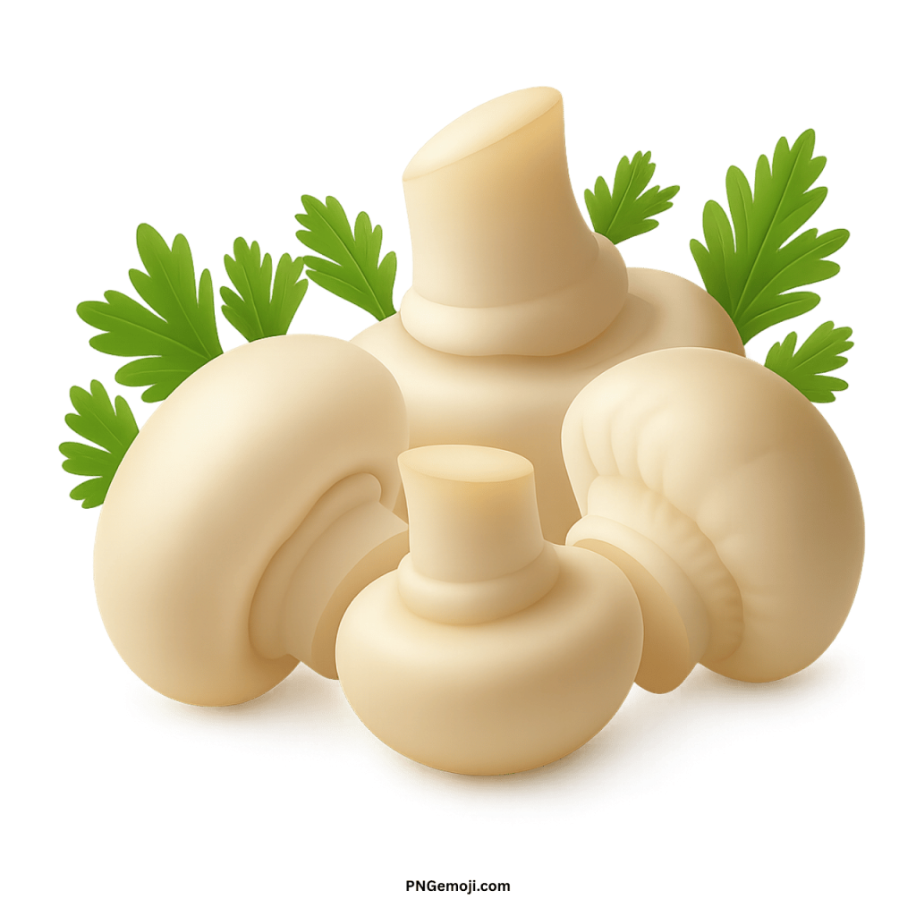 White mushroom PNG 3D champignon cartoon illustration with transparent background