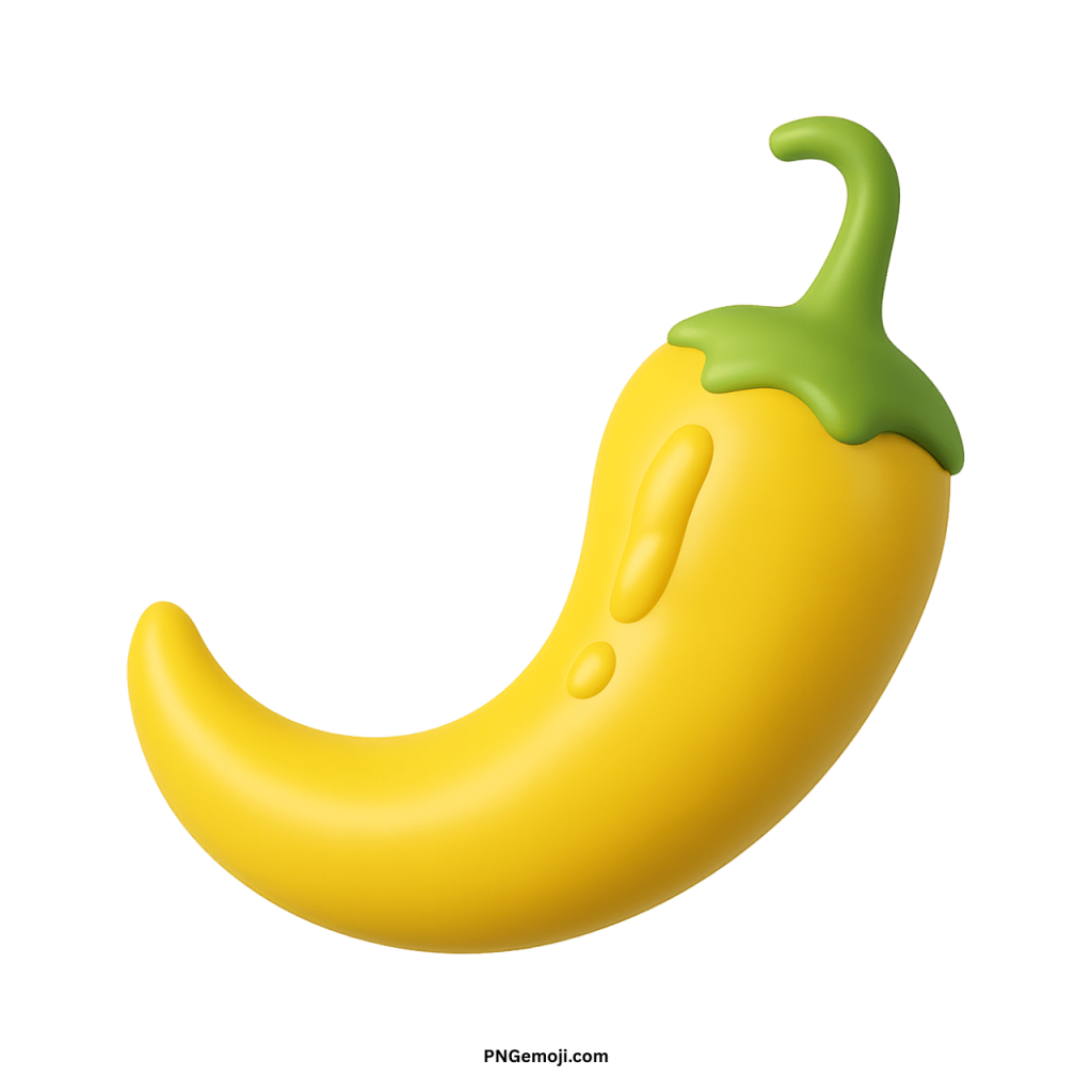 Yellow hot pepper emoji icon with green stem symbolizing spicy chili vegetable design