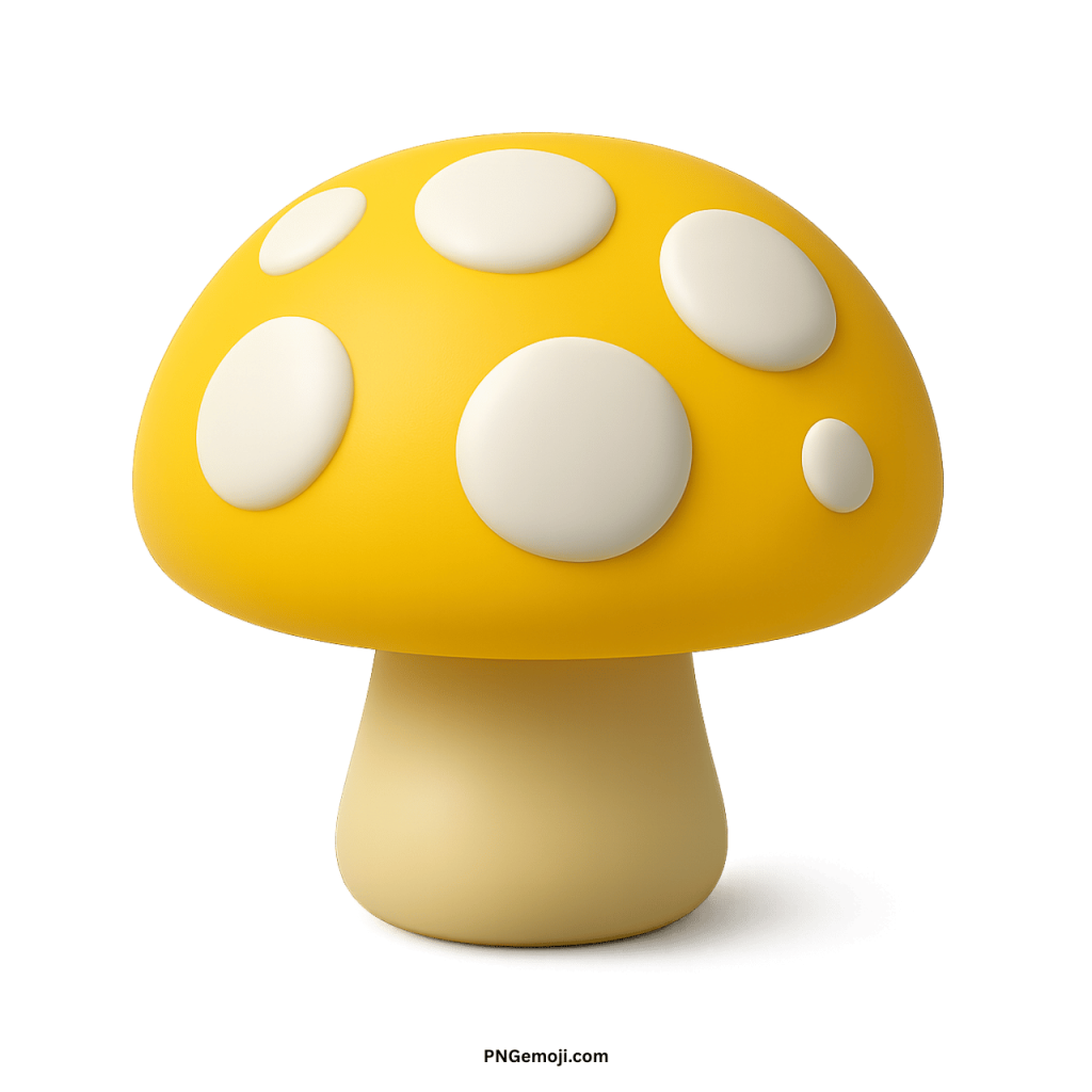 Yellow mushroom emoji with white circular spots digital keyboard symbol for chats and social media
