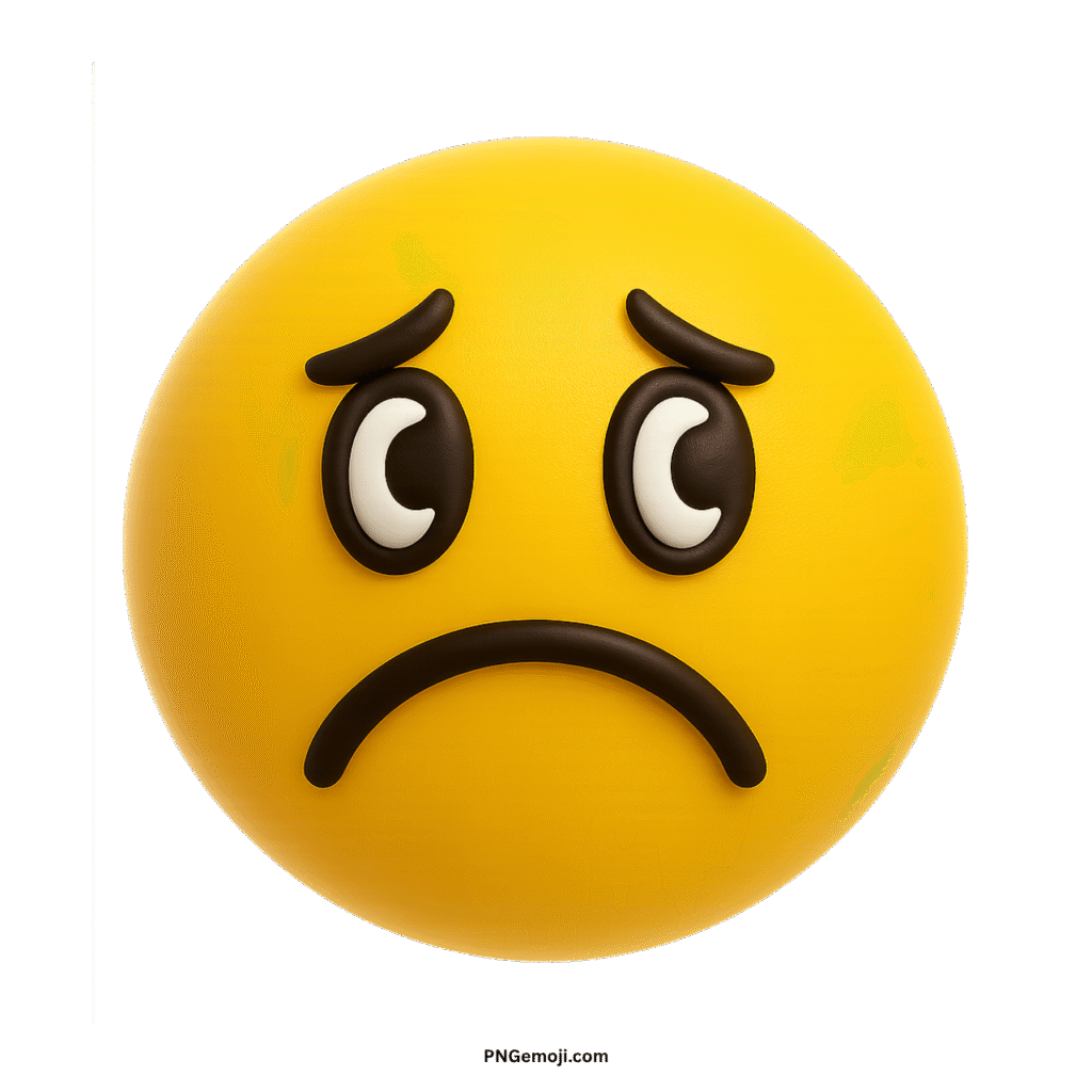 A classic yellow emoji with a sad face, downturned mouth, and worried eyes.