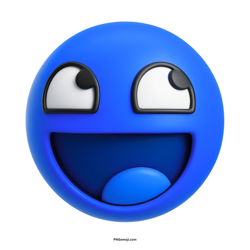  Blue "Awesome Face" emoji with wide eyes and open mouth, expressing extreme happiness and laughter.