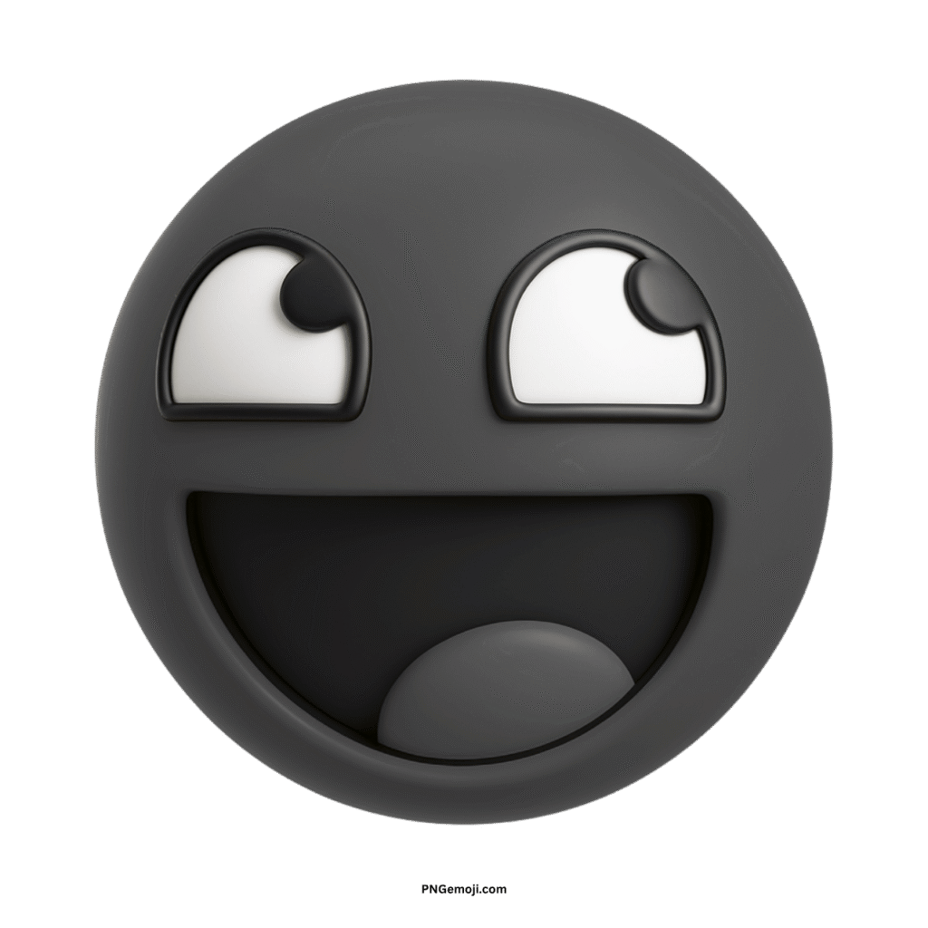 rk grey "Awesome Face" emoji with wide eyes and open mouth, conveying immense joy and cheerful laughter.