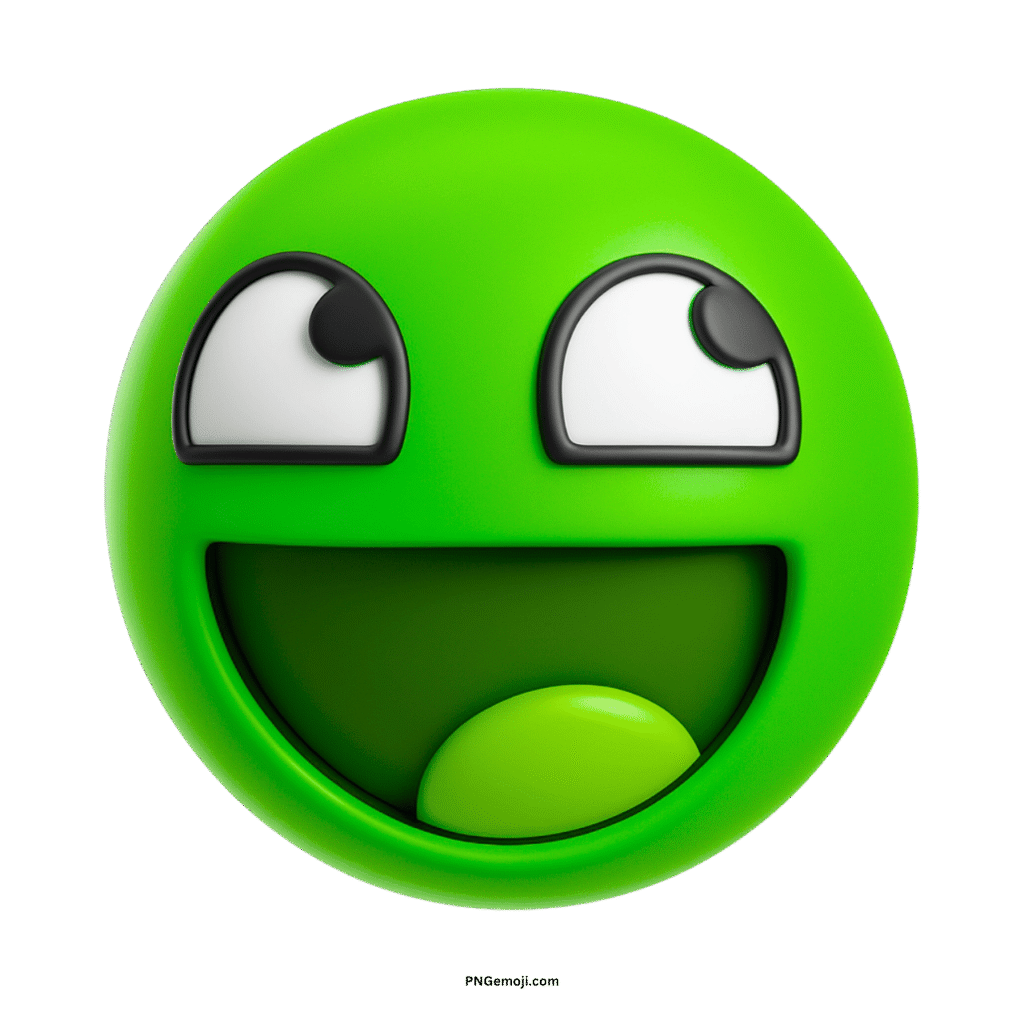  Green "Awesome Face" emoji with wide eyes and open mouth, conveying immense joy and cheerful laughter.