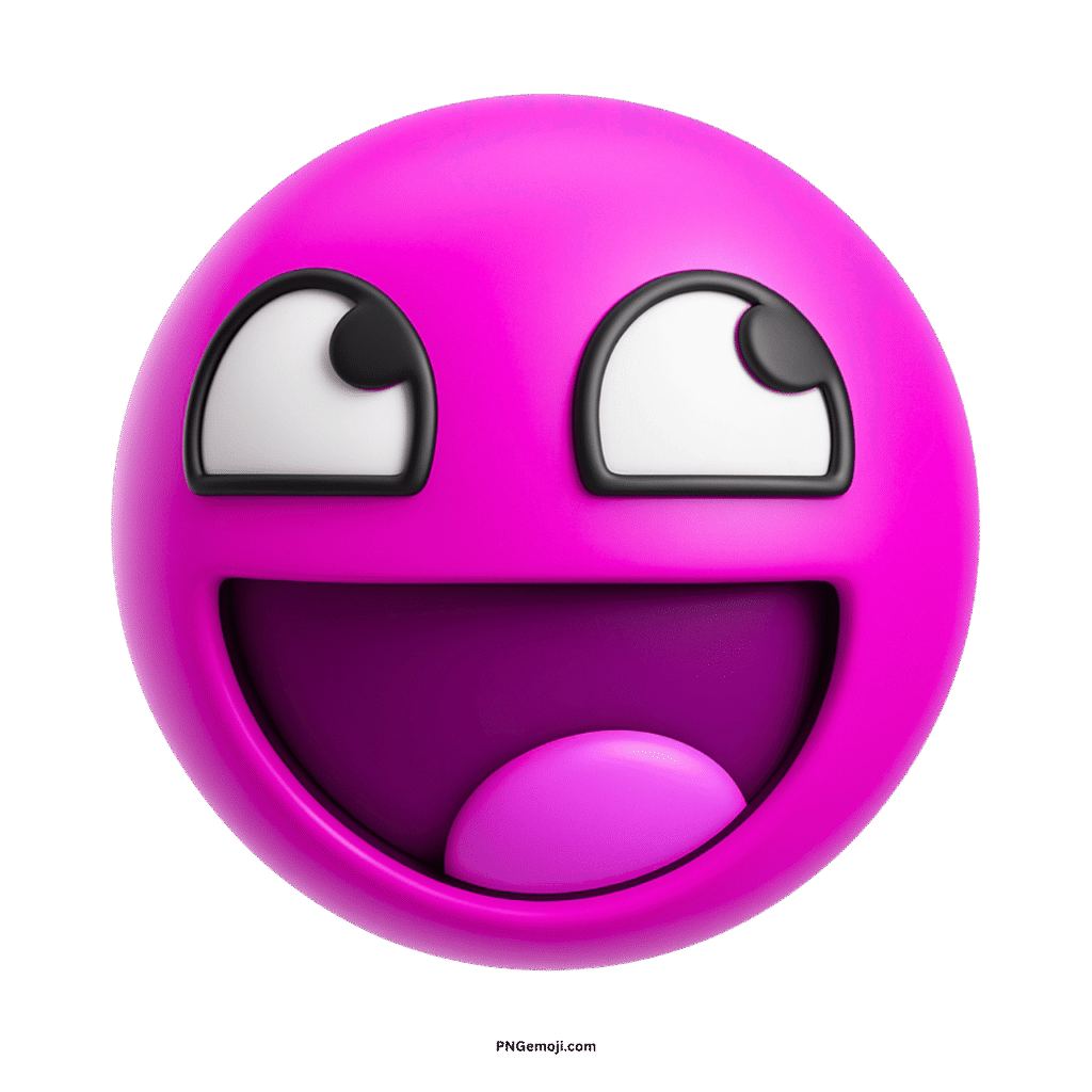  Pink "Awesome Face" emoji with wide eyes and open mouth, conveying immense joy and cheerful laughter.