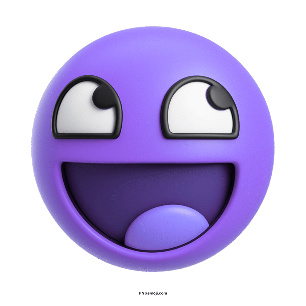  Purple "Awesome Face" emoji with wide eyes and open mouth, conveying immense joy and cheerful laughter.