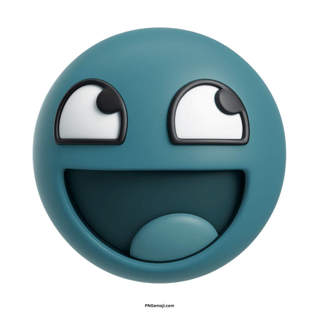  Teal "Awesome Face" emoji with wide eyes and open mouth, conveying immense joy and cheerful laughter.