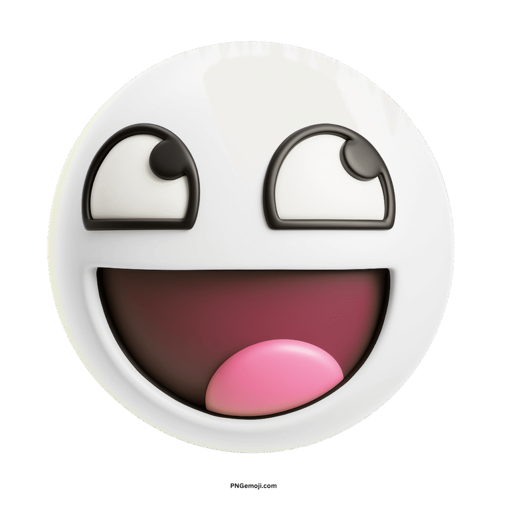 White "Awesome Face" emoji with wide eyes and open mouth, conveying immense joy and cheerful laughter.