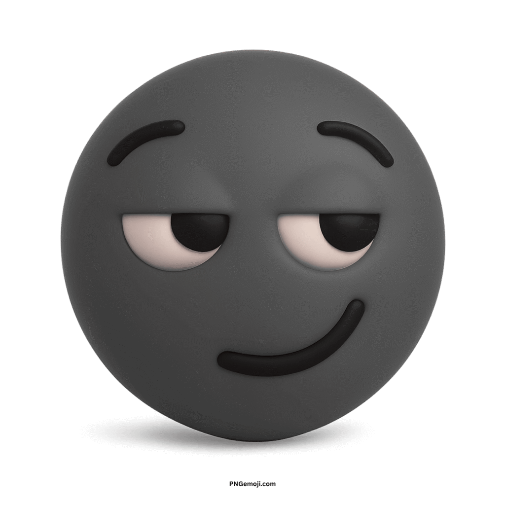 A dark gray smirking face emoji with a sly, mischievous expression.