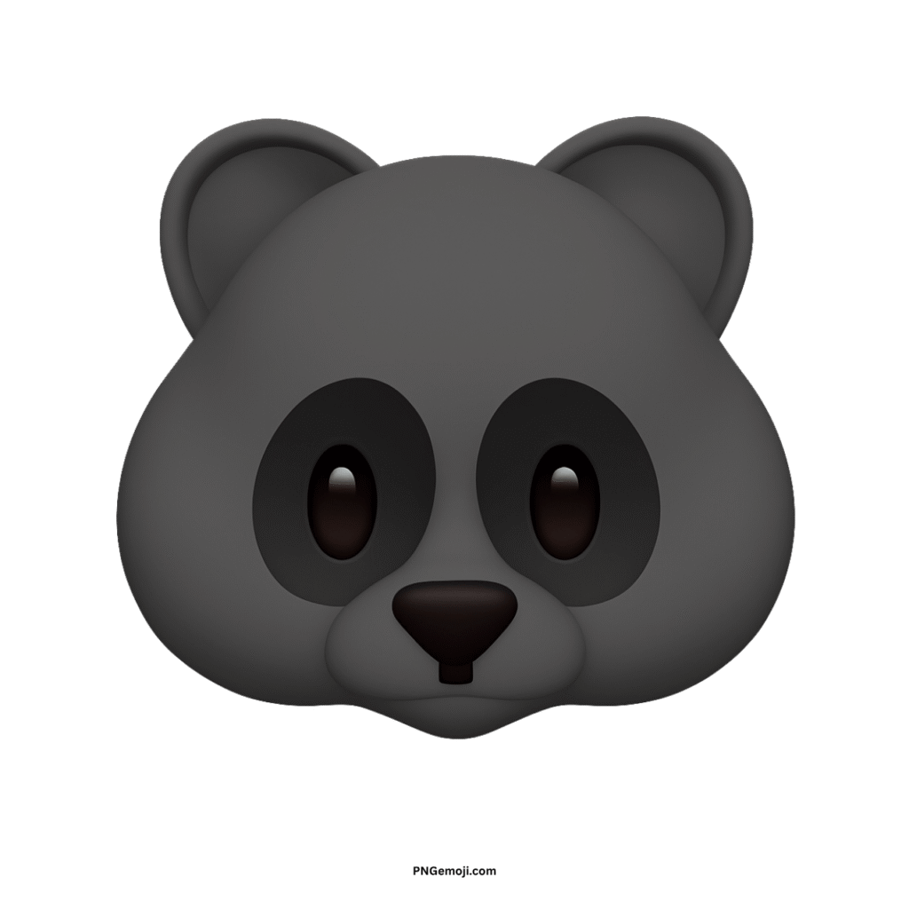Stylized 3D gray panda face emoji with dark eye patches and nose.