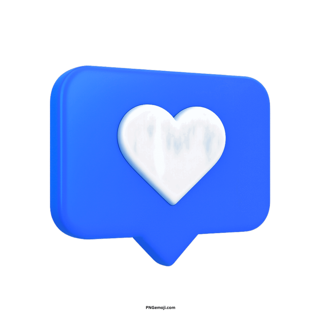  3D blue Instagram heart icon representing a social media like notification on a black background.