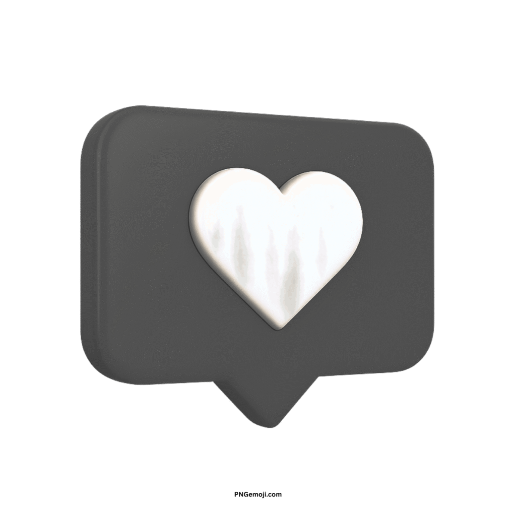 3D dark grey Instagram heart icon symbolizing a social media like or notification.