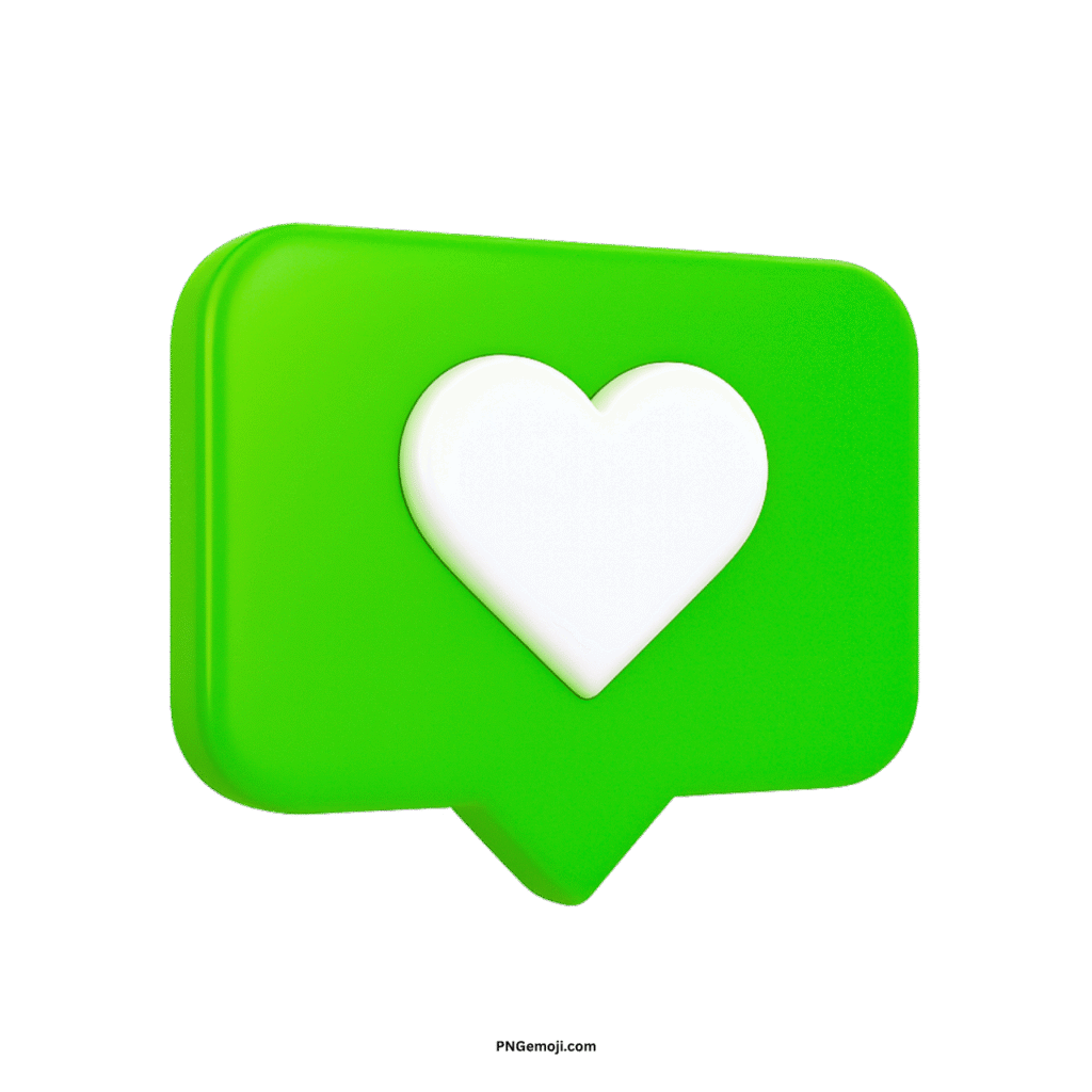  3D green Instagram heart icon indicating a social media like or notification.