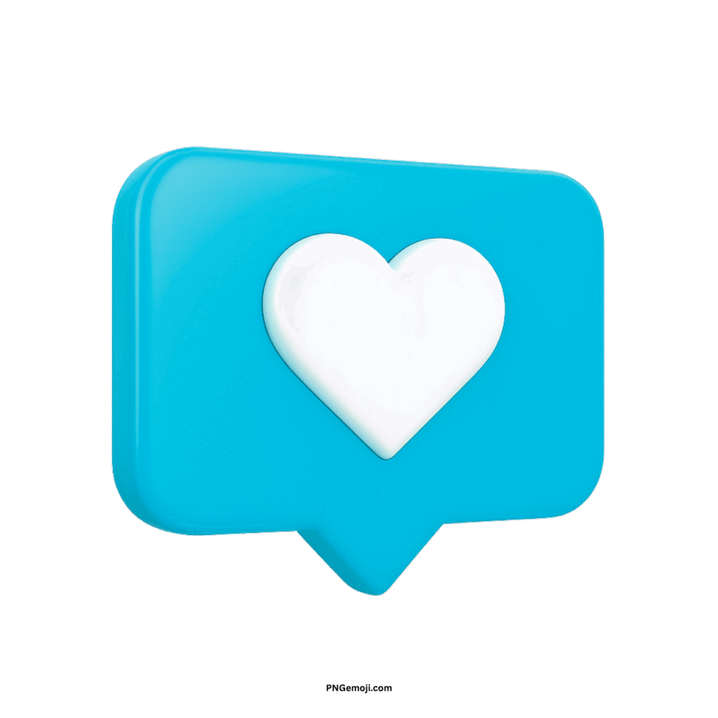  Light blue 3D Instagram heart icon symbolizing a social media like notification bubble.