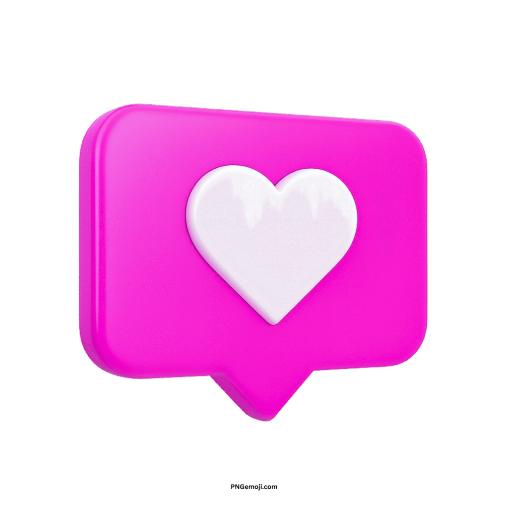 Neon pink 3D Instagram heart icon symbolizing a social media like notification.