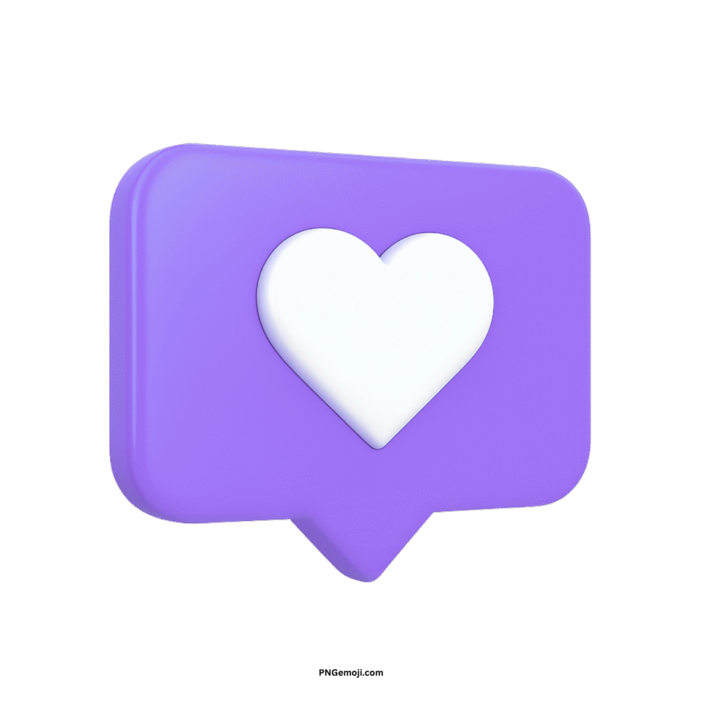 3D purple Instagram heart icon signifying a social media like or notification.
