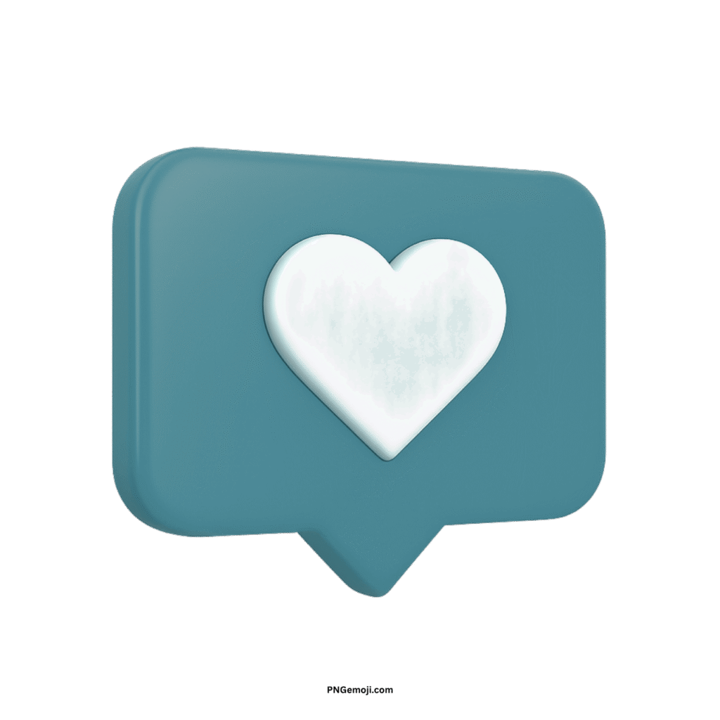 3D teal-blue Instagram heart icon signifying a social media like or notification.