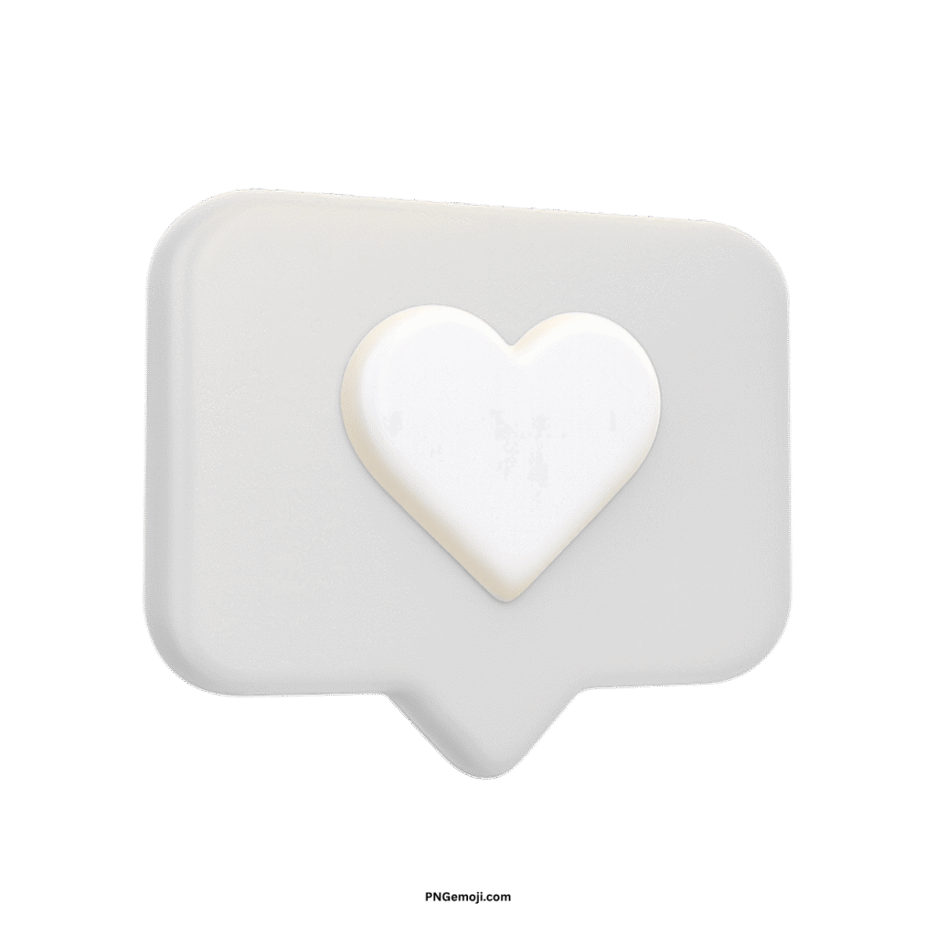 3D white Instagram heart icon representing a social media like or notification.