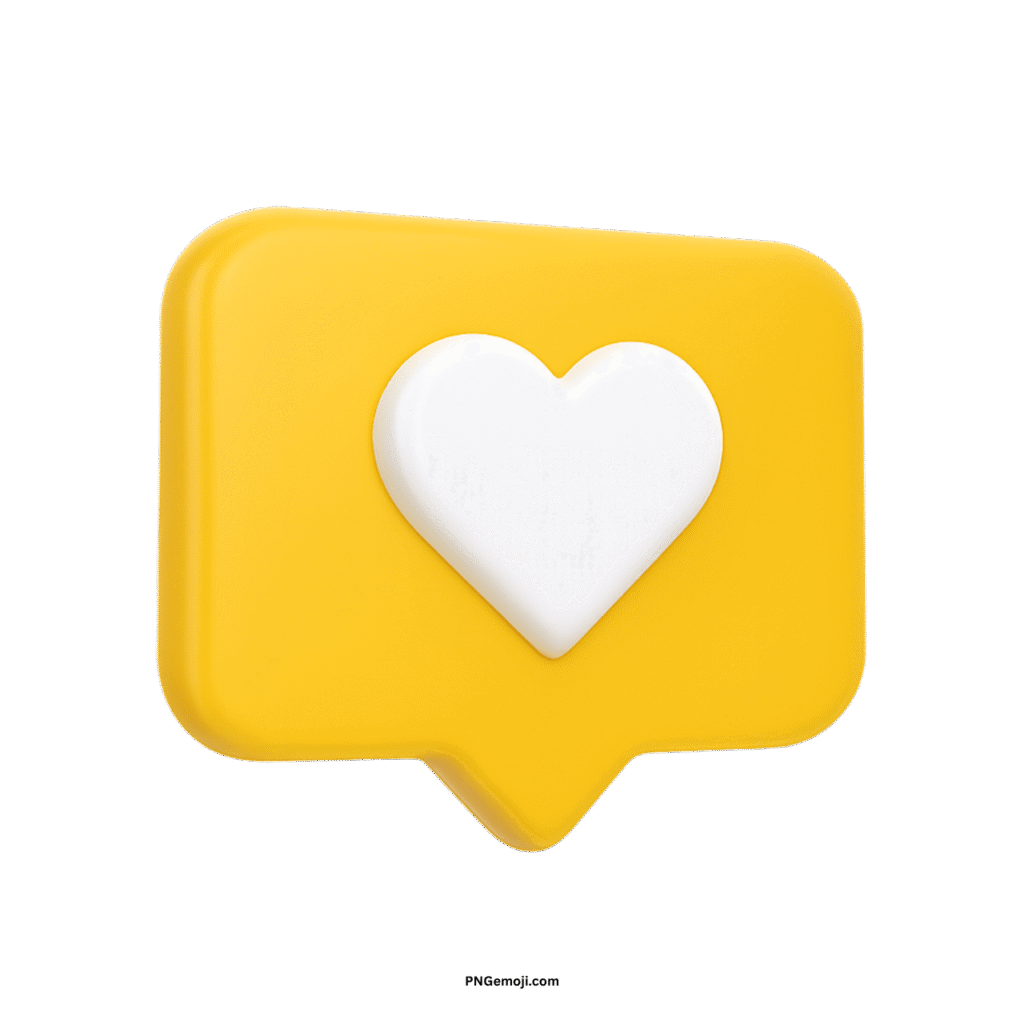 3D yellow Instagram heart icon representing a social media like notification.