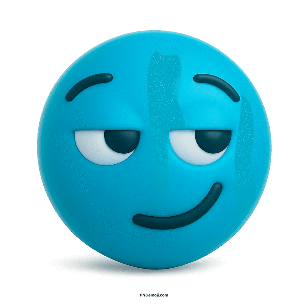 A light blue smirking face emoji with a sly, mischievous expression.