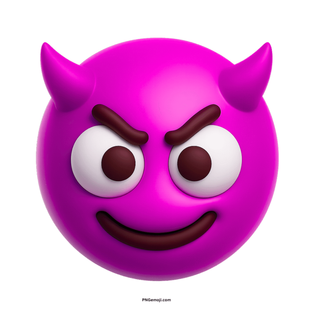 Pink smiling face with horns emoji, depicting a mischievous or sassy expression.
