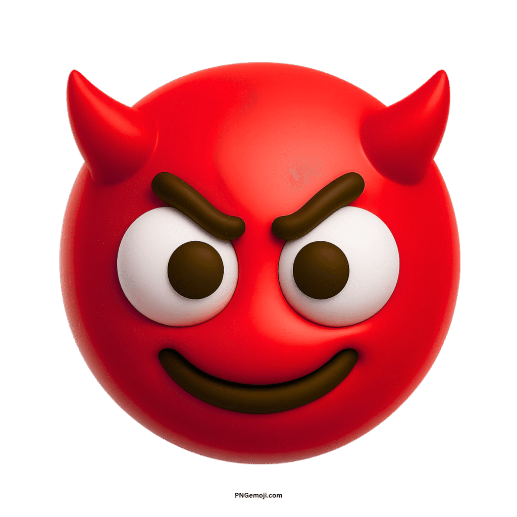 Red smiling face with horns emoji, depicting a mischievous or devilish expression.
