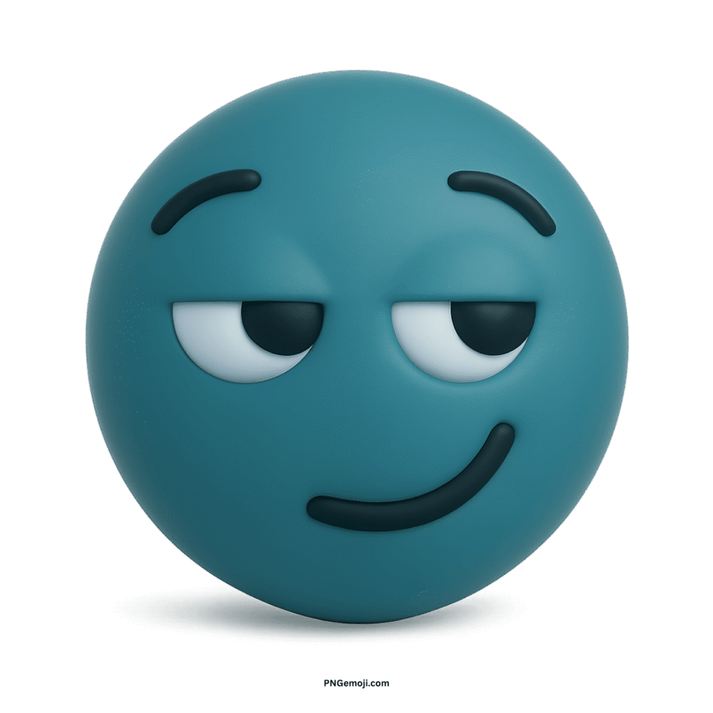 A teal smirking face emoji with a sly, mischievous expression.