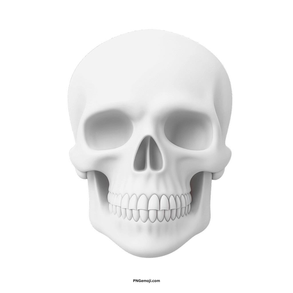3D rendered white skull face on green, realistic and minimalist.