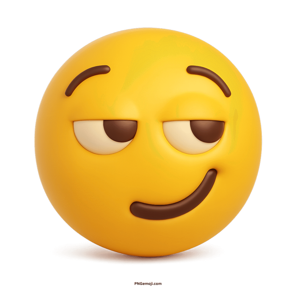  A yellow smirking face emoji with a sly, mischievous expression.