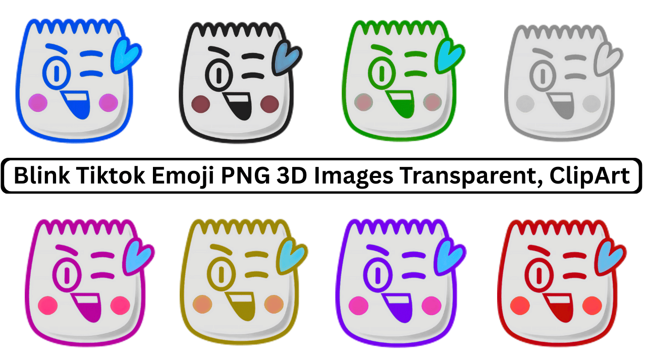Collection of colorful Blink TikTok emojis in 3D with transparent backgrounds.