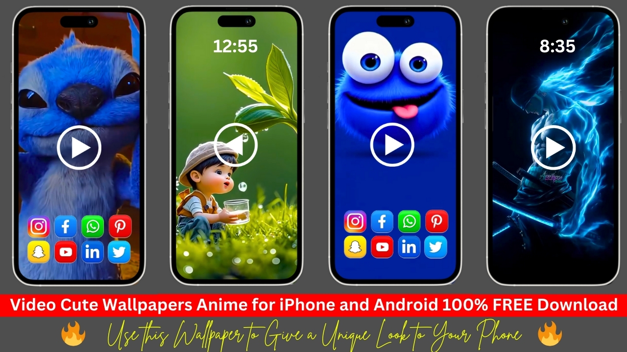 Cute 4K anime video wallpapers for iPhone and Android free download with colorful animated designs