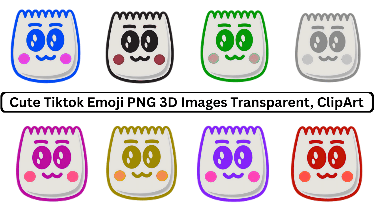 Collection of cute TikTok emoji PNG 3D images with transparent background