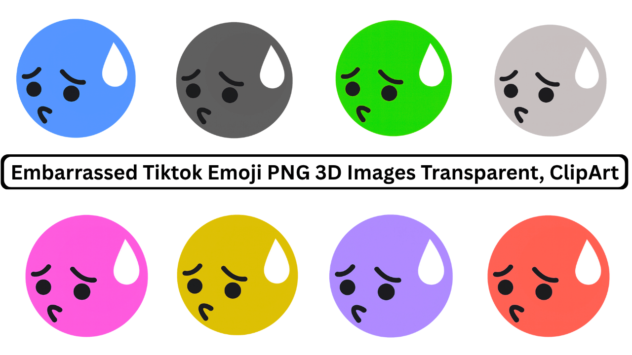 mbarrassed tiktok emoji png 3d multicolor faces with sweat drop transparent clipart