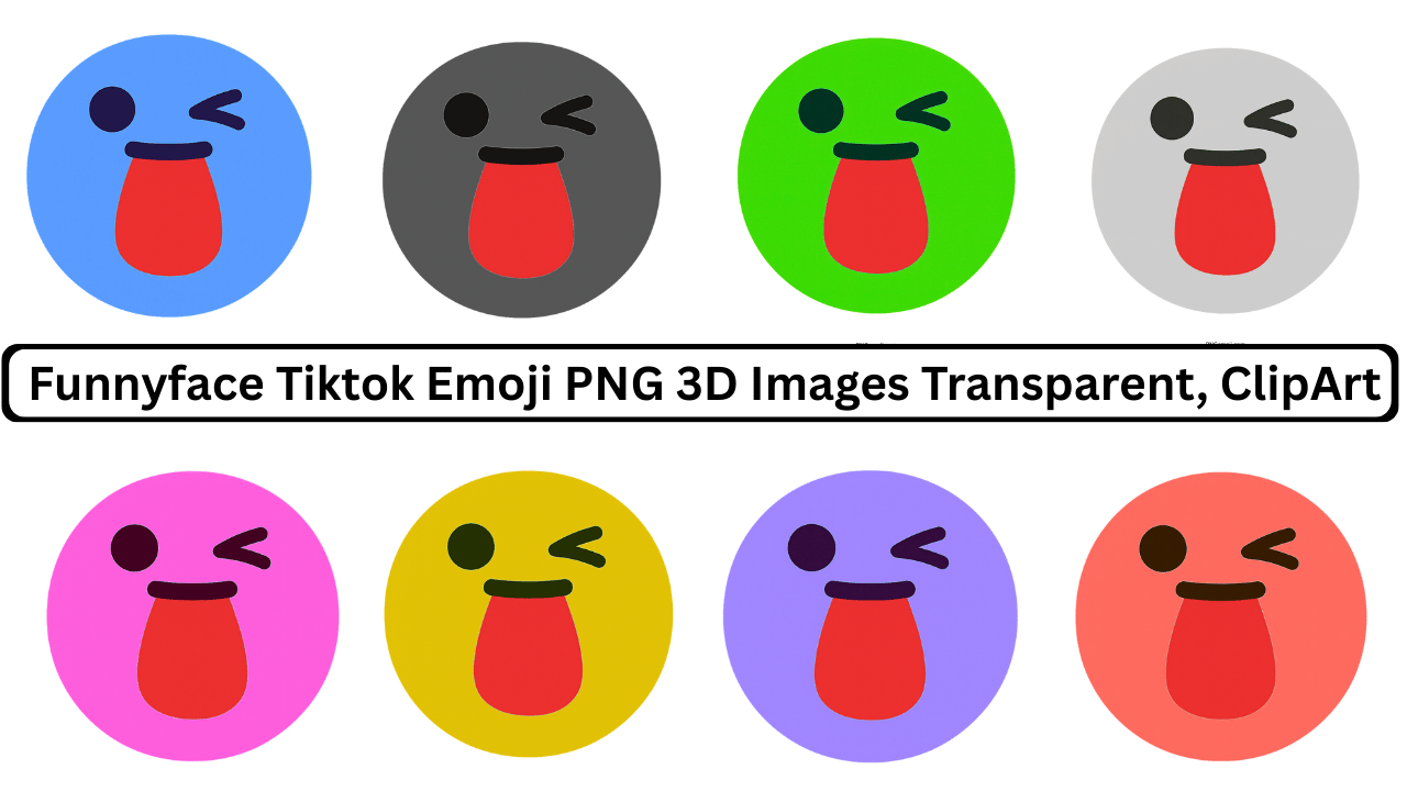 Funnyface Tiktok emoji colorful 3D PNG clipart with multiple expressions and transparent background