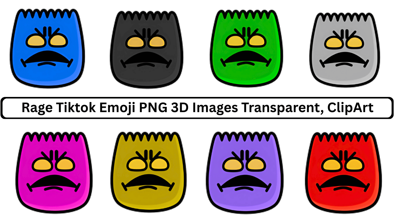 Collection of 3D Rage TikTok Emoji PNG images in various colors