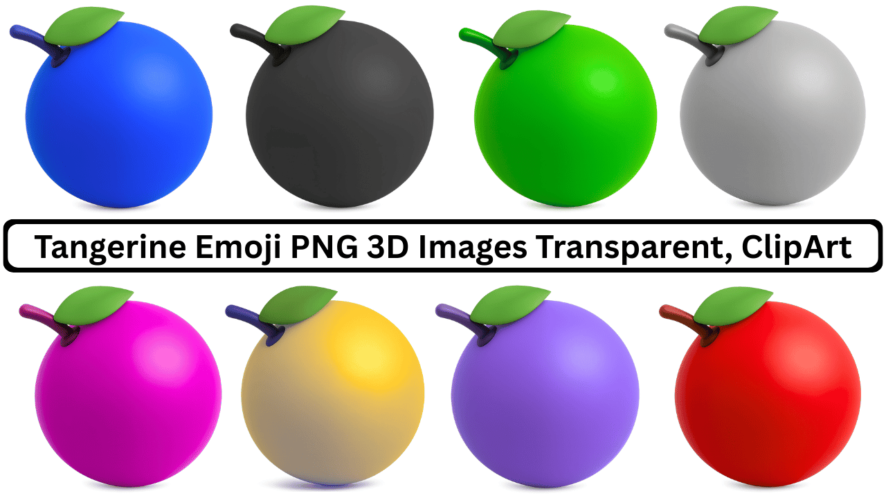 Tangerine emoji 3D PNG colorful fruit variations with green leaf transparent clipart design