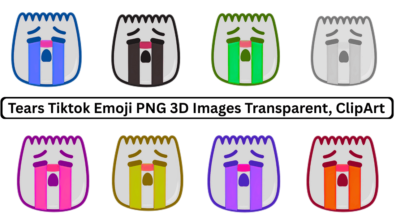 Collection of colorful 3D tears TikTok emoji PNG images with transparent background.