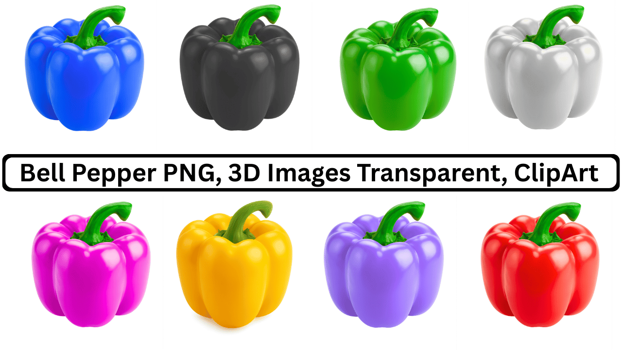 Colorful bell pepper PNG set 3D vegetable illustrations transparent background clipart collection